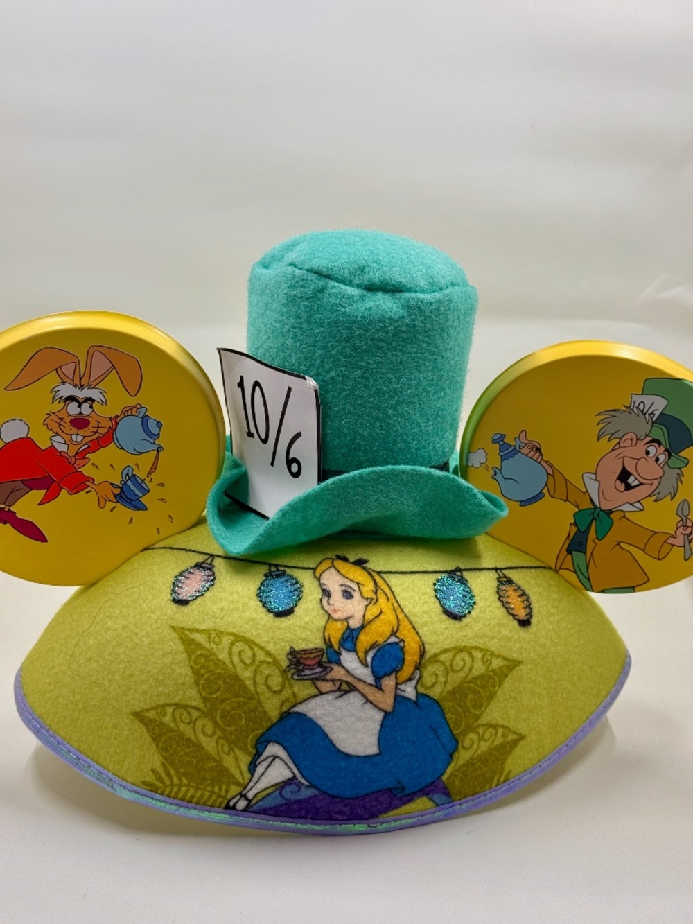 Disney Park Alice in Wonderland Mad Hatter Tea Party Felt Mickey Ears Hat/Cap